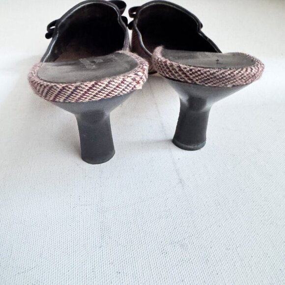 Liz Claiborne Plaid Bow Detail Kitten Heel Slides 8.5 - Picture 7 of 10